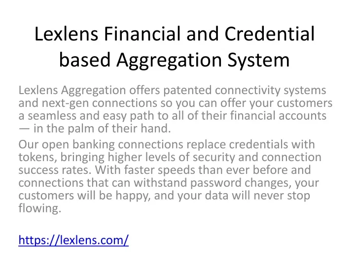 lexlens financial and credential based aggregation system