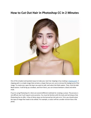 how to cut out hair in photoshop cc in 2 minutes