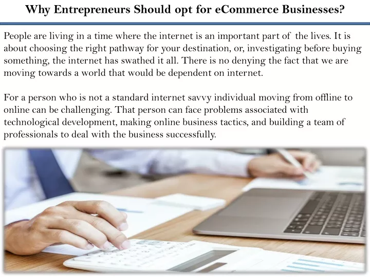 why entrepreneurs should opt for ecommerce