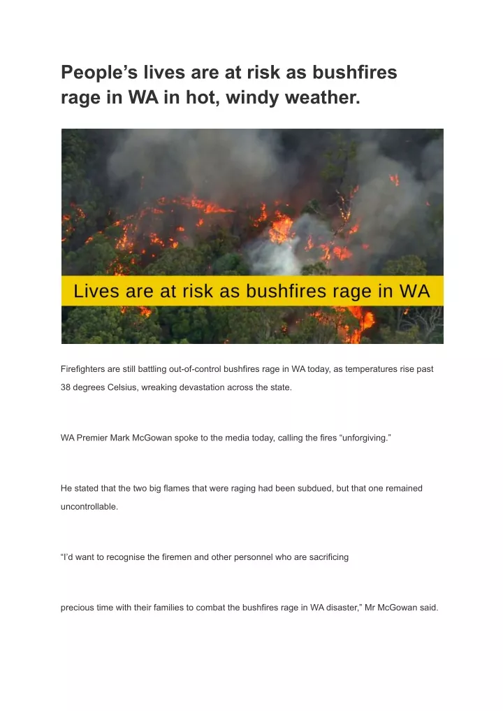people s lives are at risk as bushfires rage