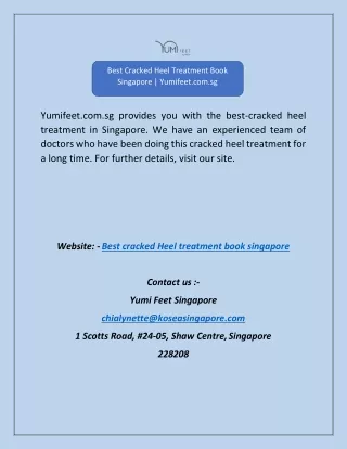 Best Cracked Heel Treatment Book Singapore | Yumifeet.com.sg