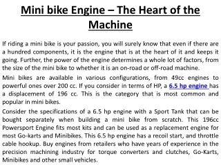 Blog OMB Warehouse 6.5 hp engine