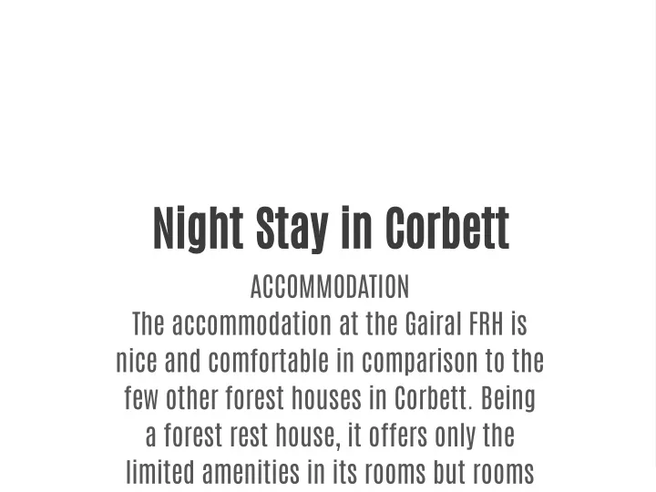 night stay in corbett accommodation