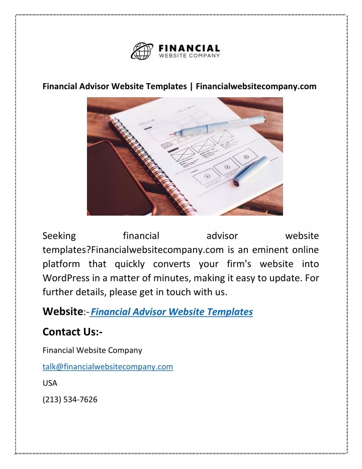 financial advisor website templates