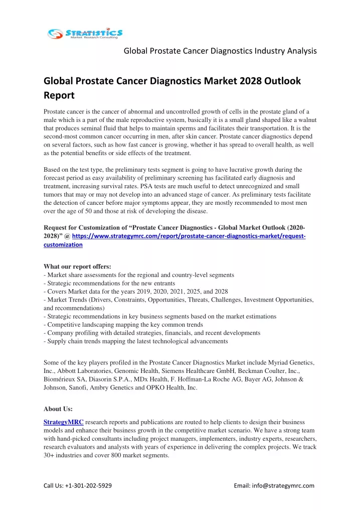global prostate cancer diagnostics industry