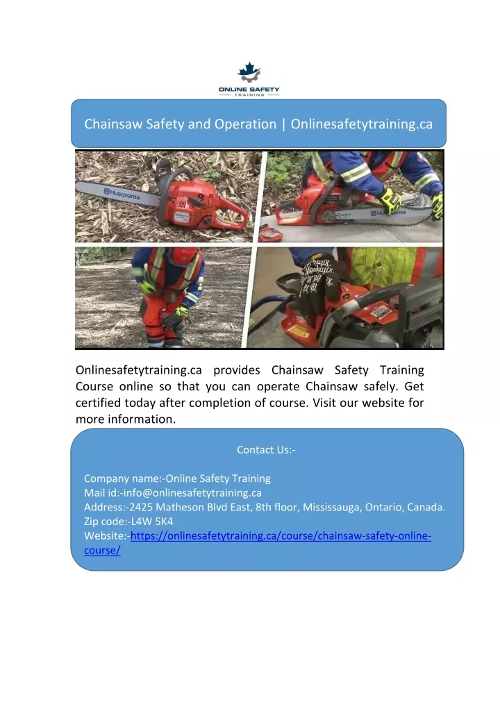 chainsaw safety and operation