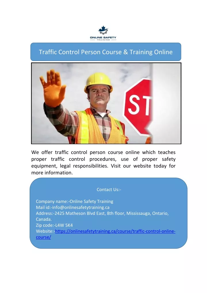 traffic control person course training online