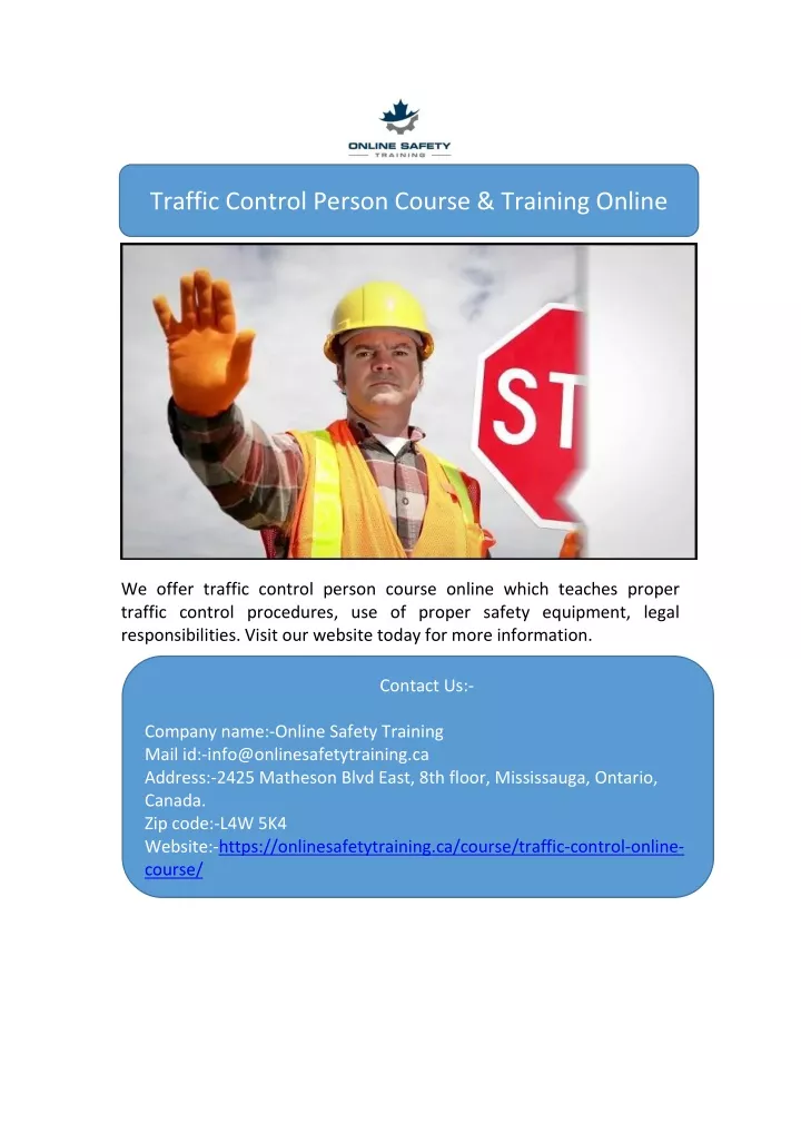 traffic control person course training online