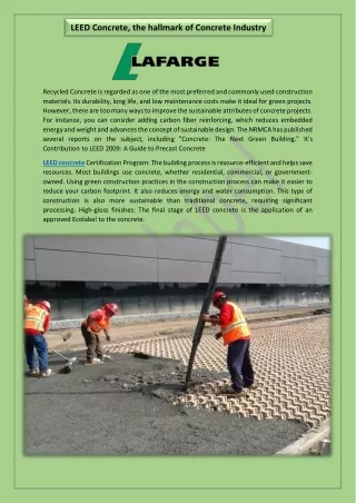 LEED Concrete, the hallmark of Concrete Industry