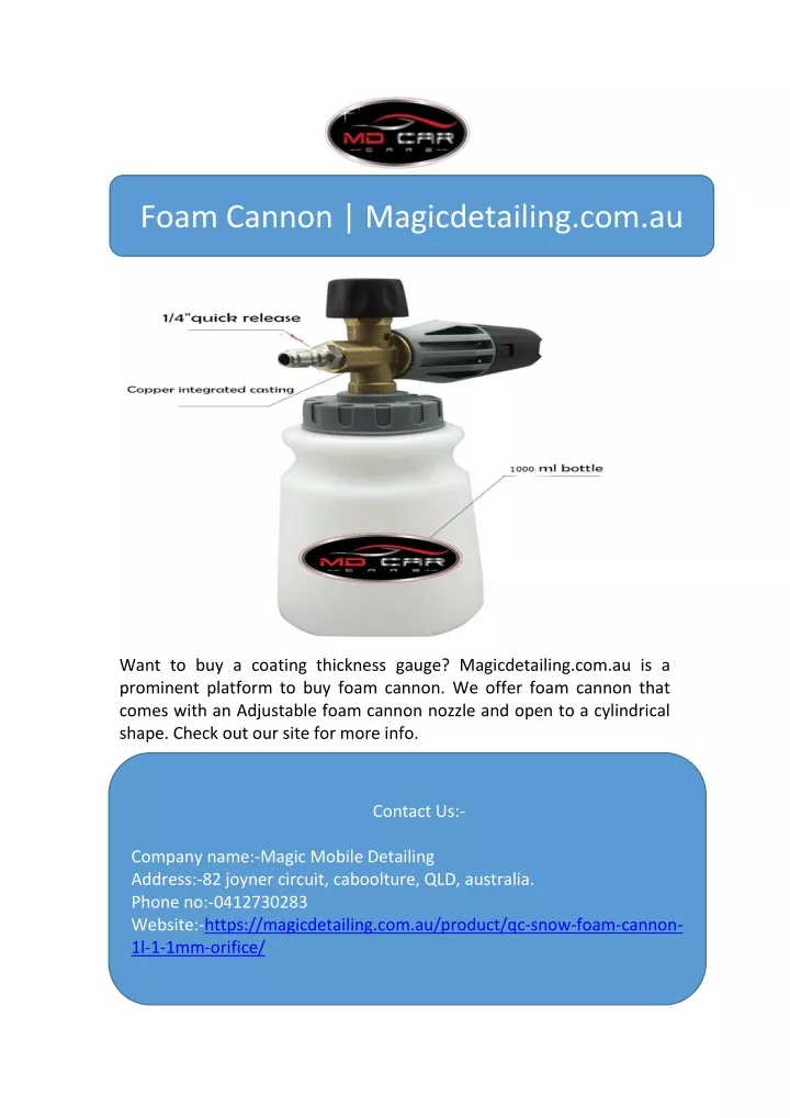 foam cannon magicdetailing com au