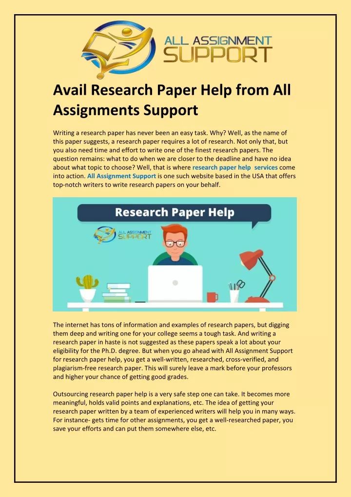 avail research paper help from all assignments