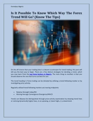 Learn About Forex Trend From Good Forex Brokers in Nigeria