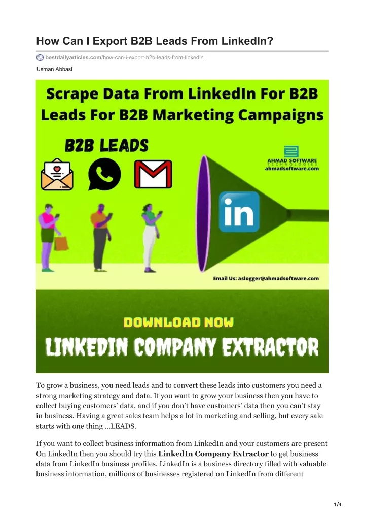 how can i export b2b leads from linkedin