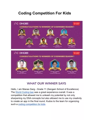Coding Competition For Kids