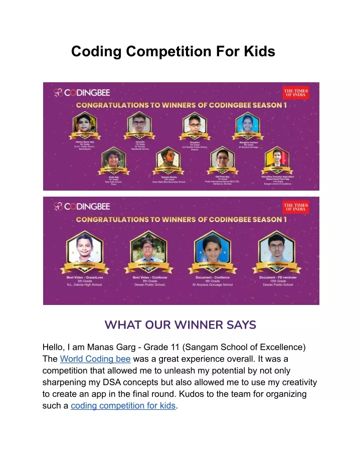 coding competition for kids