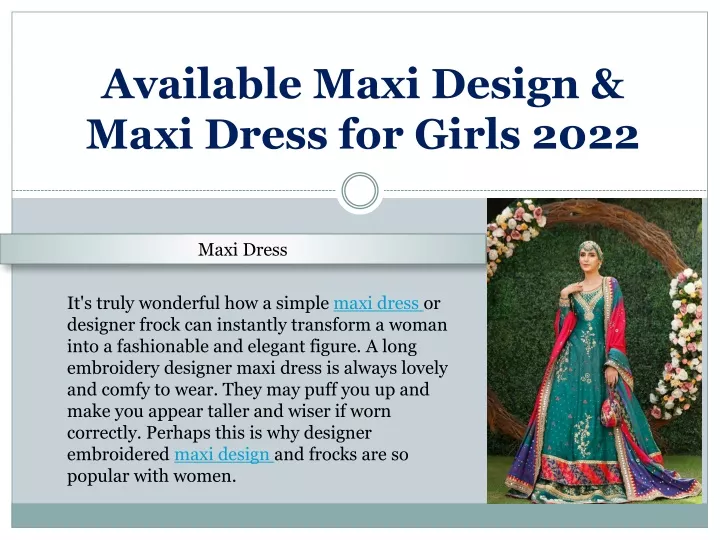 available maxi design maxi dress for girls 2022