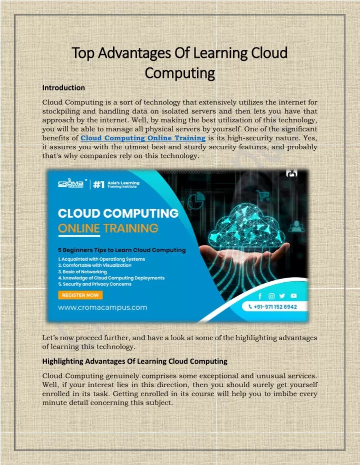 t top op advantages of learning cloud advantages