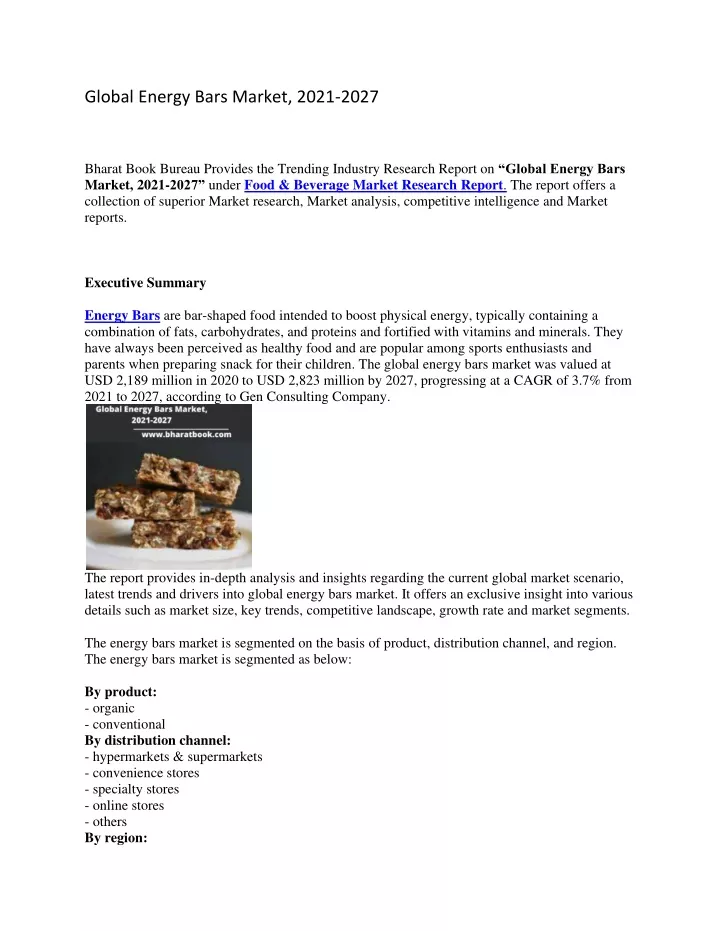 global energy bars market 2021 2027