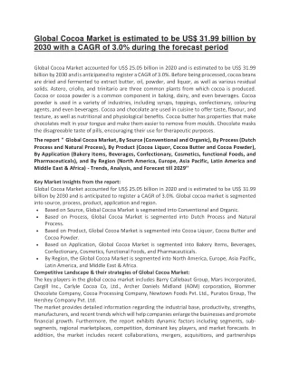 global cocoa market is estimated