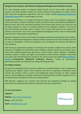 Safeguard Your Business with Effective Employment Background Verification Services