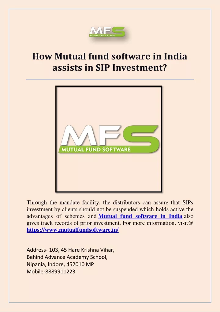 how mutual fund software in india assists