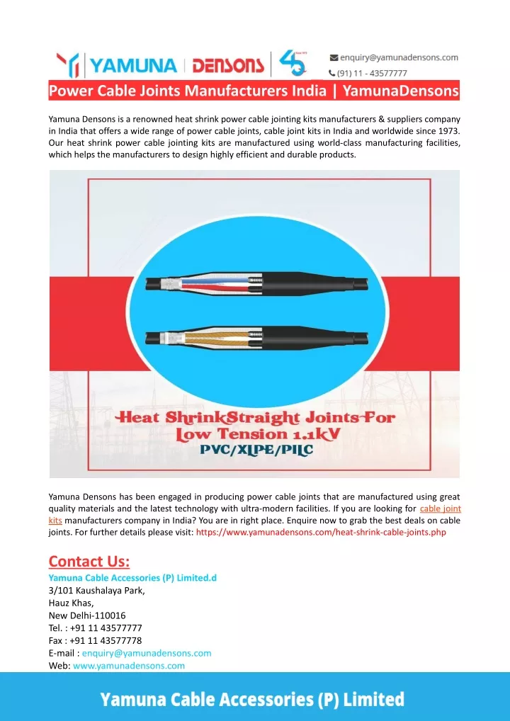 power cable joints manufacturers india