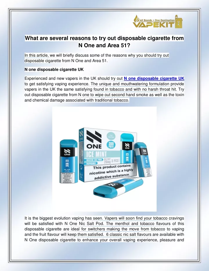 what are several reasons to try out disposable