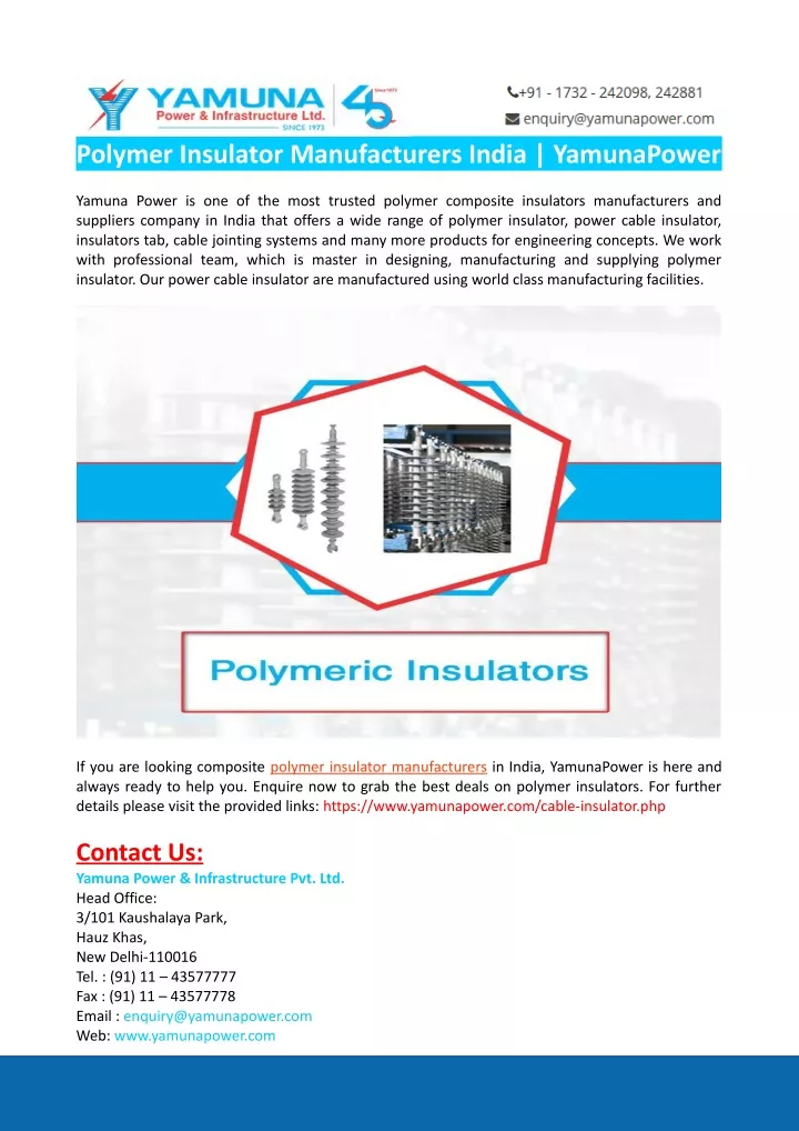 polymer insulator manufacturers india yamunapower
