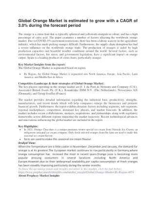 global orange market is estimated to grow with