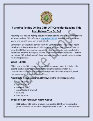 Planning To Buy Online CBD Oil? Consider Reading This Post Before You Do So!