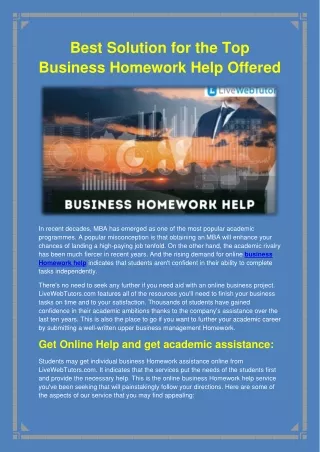 best solution for the top business homework help