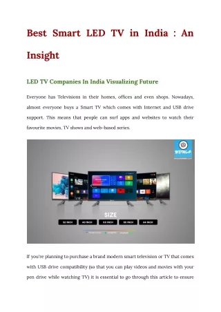 best smart led tv in india an