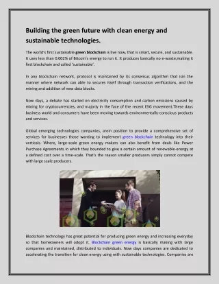 building the green future with clean energy