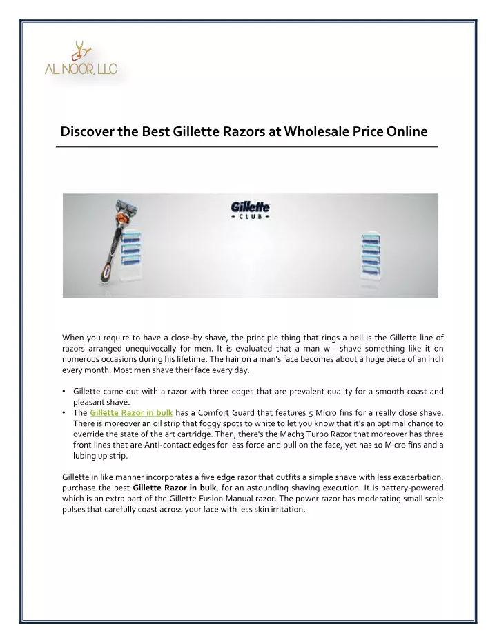 discover the best gillette razors at wholesale