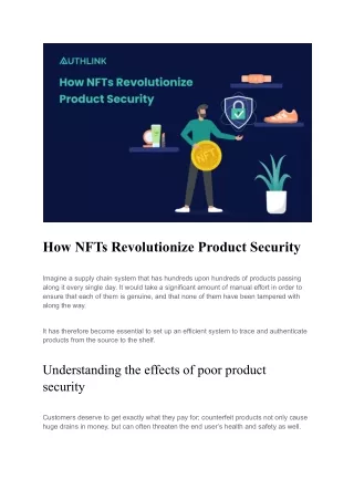 How NFTs Revolutionize Product Security-