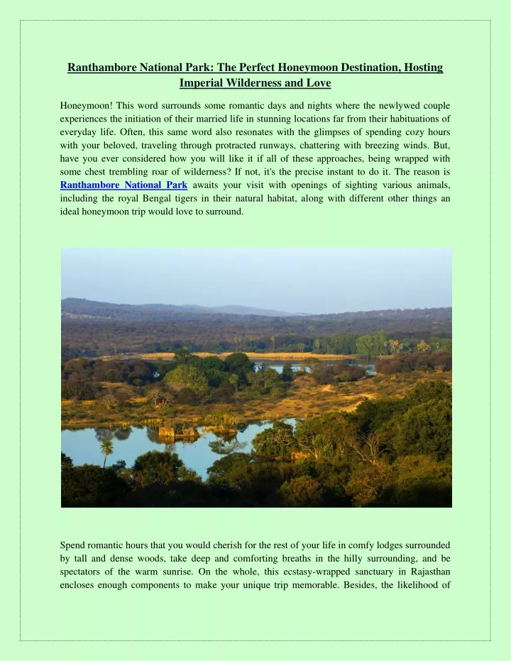 ranthambore national park the perfect honeymoon