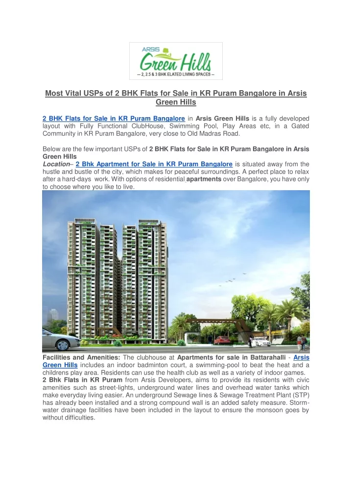 most vital usps of 2 bhk flats for sale
