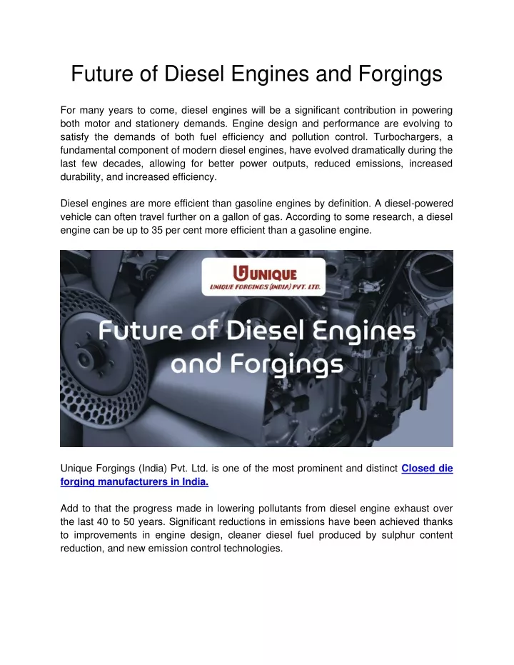 future of diesel engines and forgings