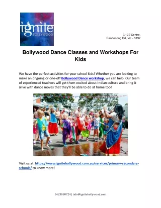 Bollywood Dance Classes and Workshops For Kids