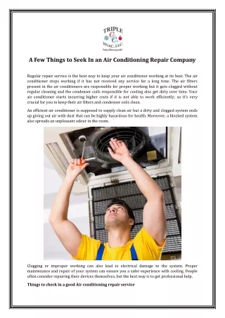 A Few Things to Seek In an Air Conditioning Repair Company