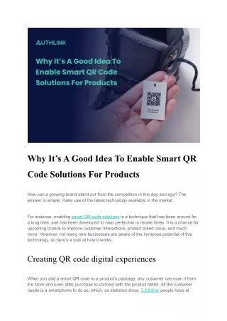 Why It’s A Good Idea To Enable Smart QR Code Solutions For Products-