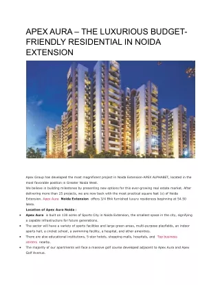 apex aura the luxurious budget friendly