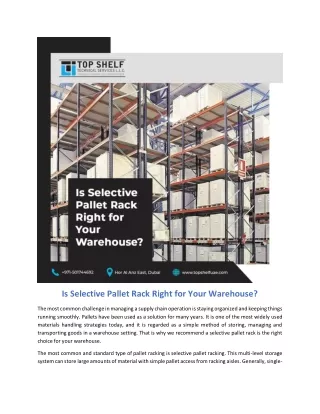 Is Selective Pallet Rack Right for Your Warehouse