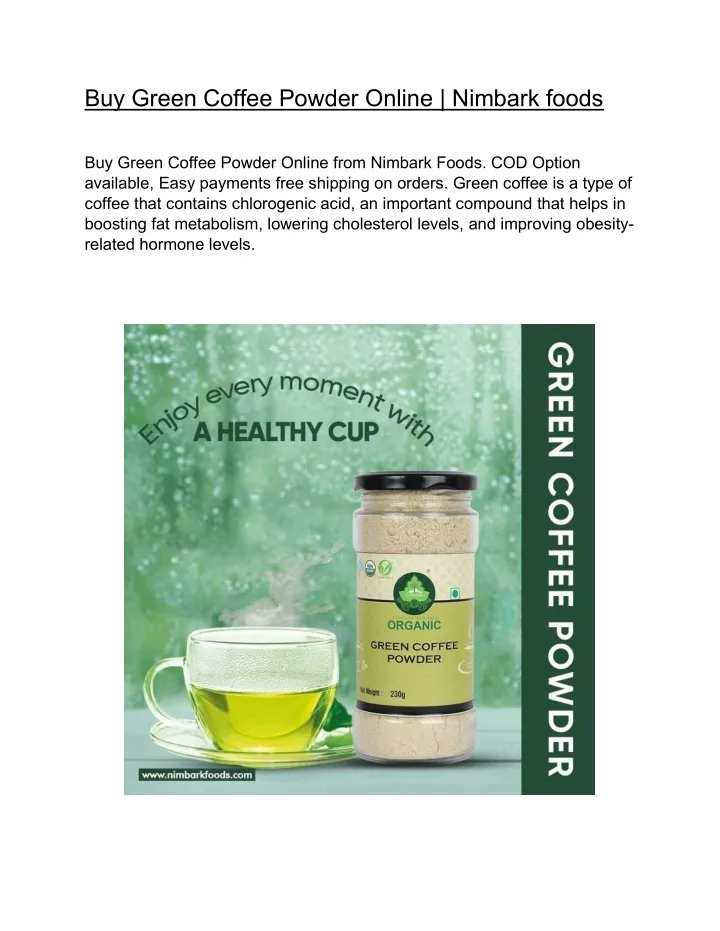 buy green coffee powder online nimbark foods