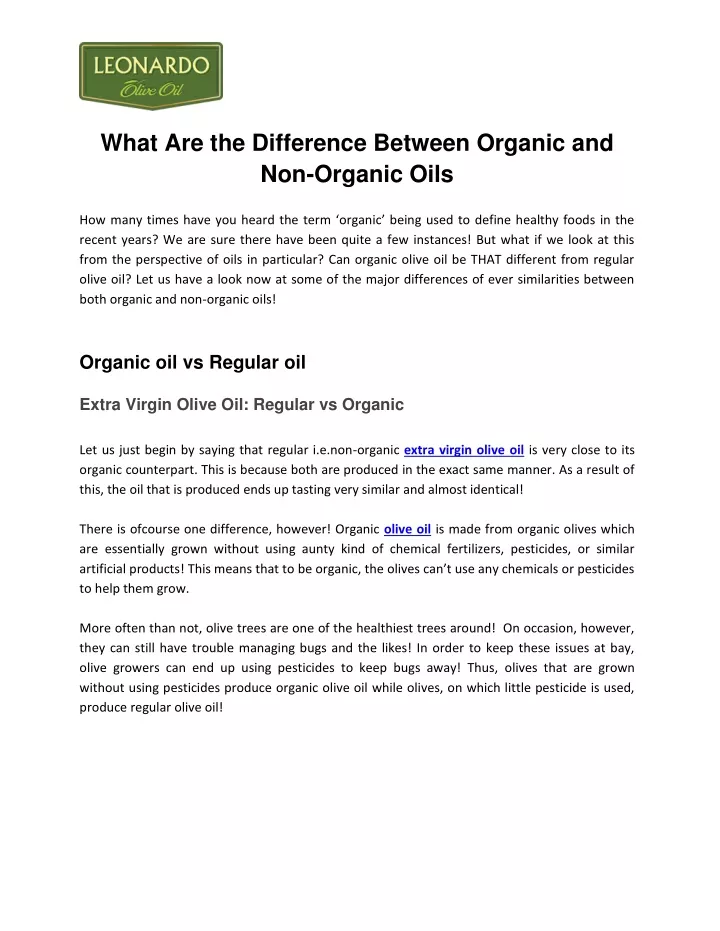 what are the difference between organic