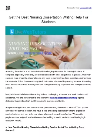 Get the Best Nursing Dissertation Writing Help for Students