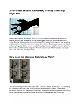 What is Cloaking Technology | How Far Are we From Being Truly Invisible