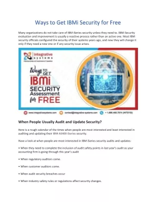 ways to get ibmi security for free