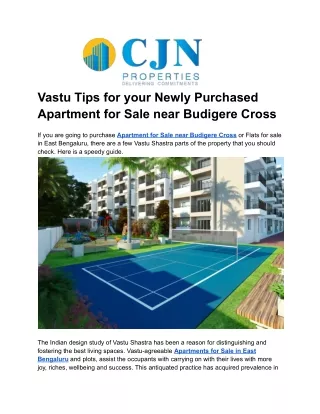 Vastu Tips for your Newly Purchased Apartment for Sale near Budigere Cross