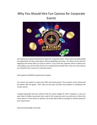 Why You Should Hire Fun Casinos for Corporate Events